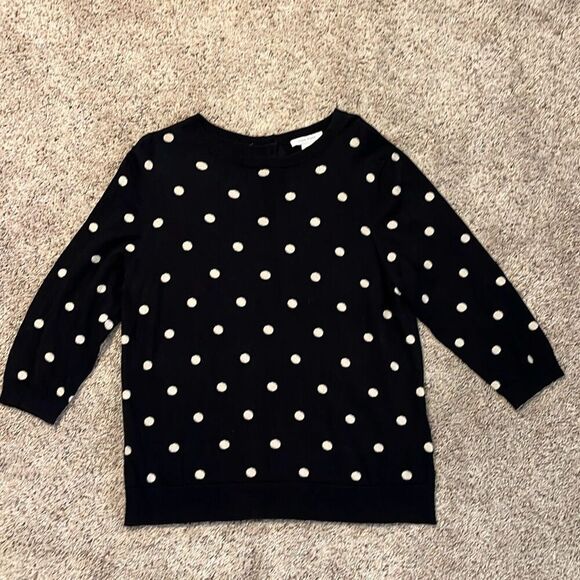 Joan Vass Classic Polka Dot Crewneck Button Back Sweater Size 1X - Picture 2 of 6